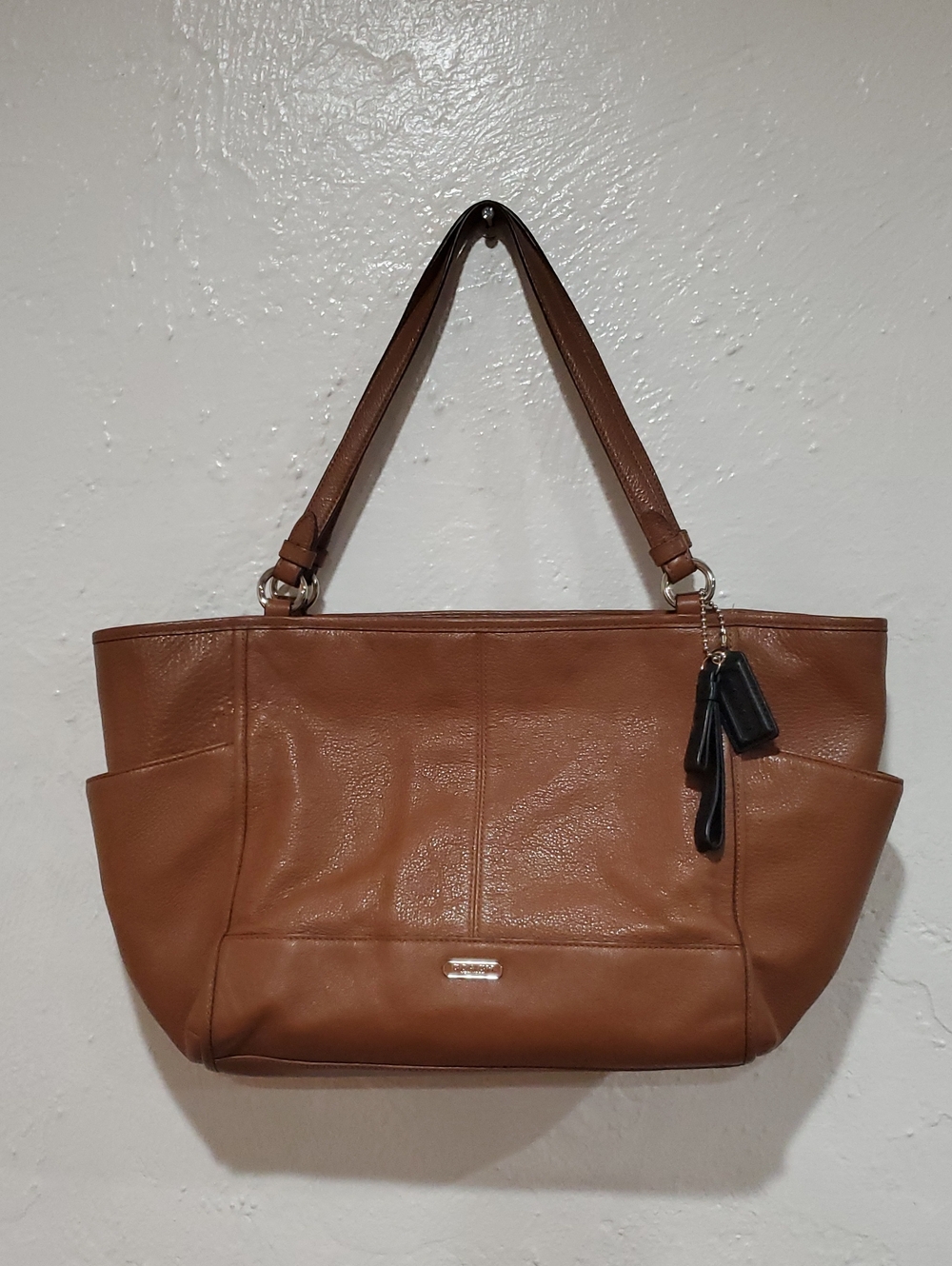 Coach Carrie Pebbled Leather Tote In Brown f29898
